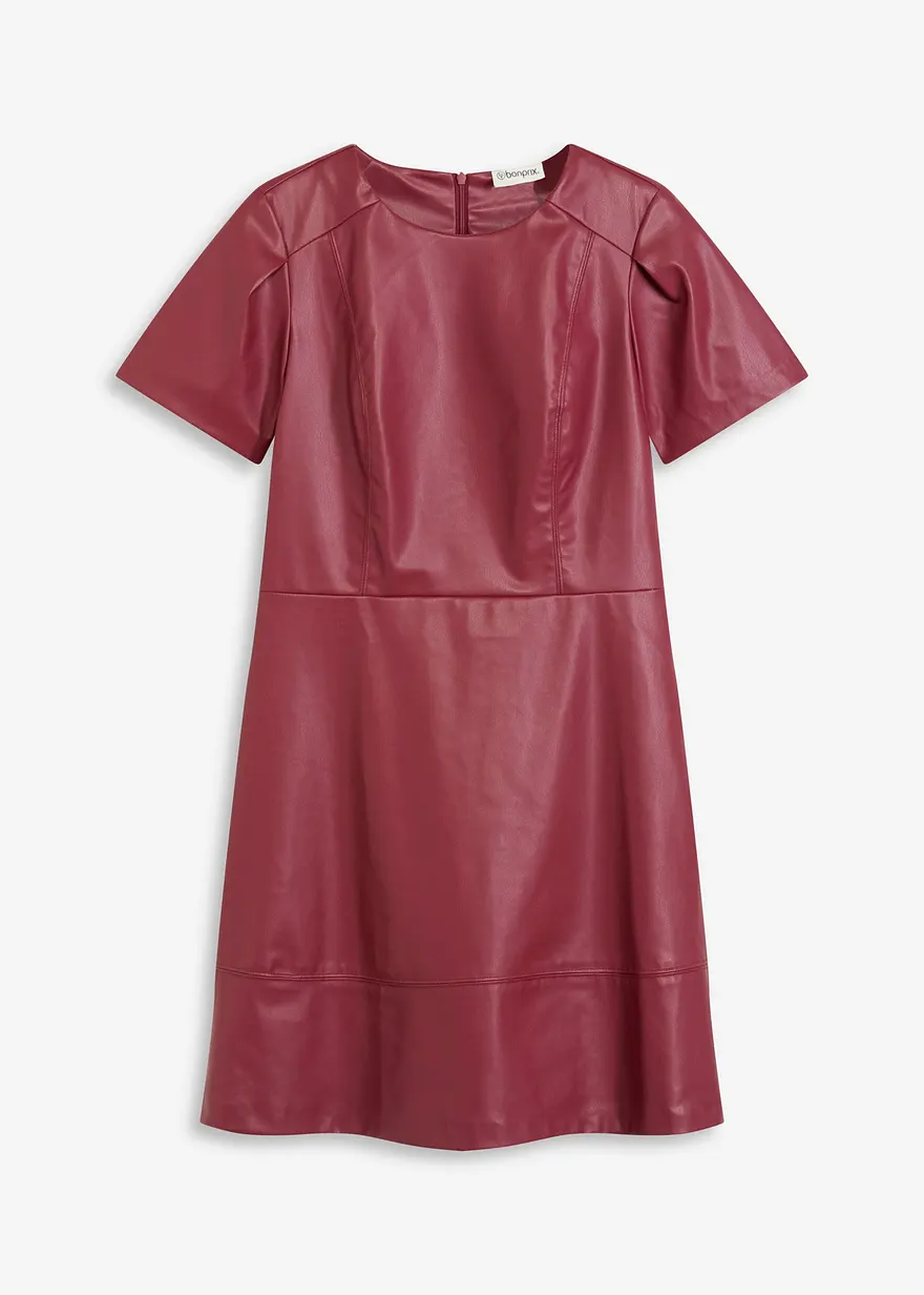 Kurzes Lederimitat-Kleid in rot von vorne - bonprix