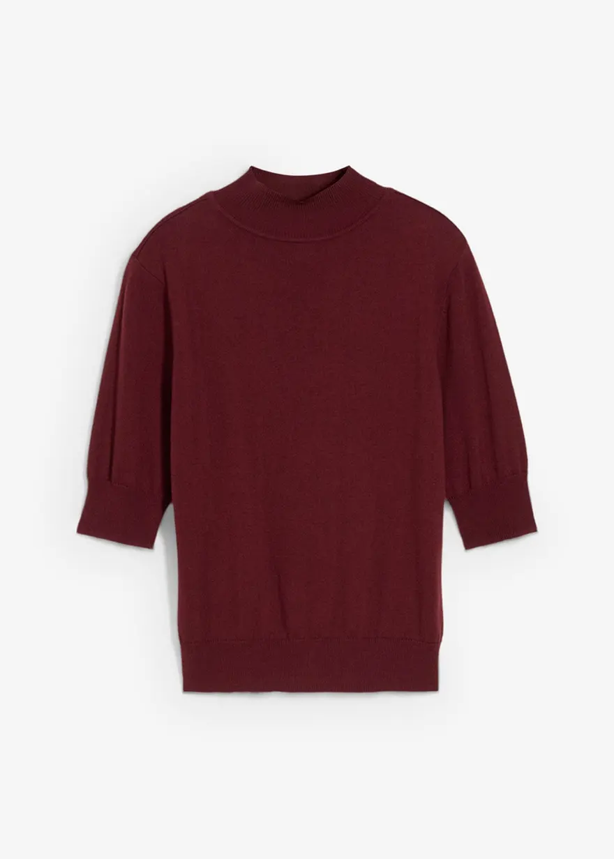 Rollkragenpullover aus weichem Woll-Mix in rot von vorne - bonprix