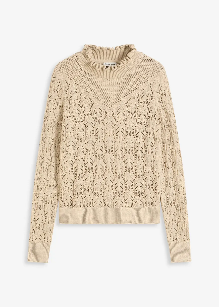 Modernes Pullover im hochwertigen Ajourmuster beige bonprix