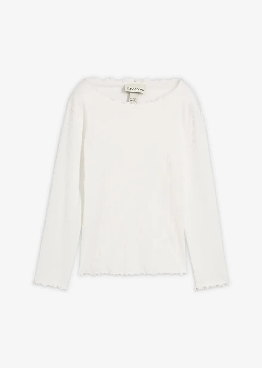 Langarmshirt aus reiner Bio-Baumwolle in weiß von vorne - bonprix