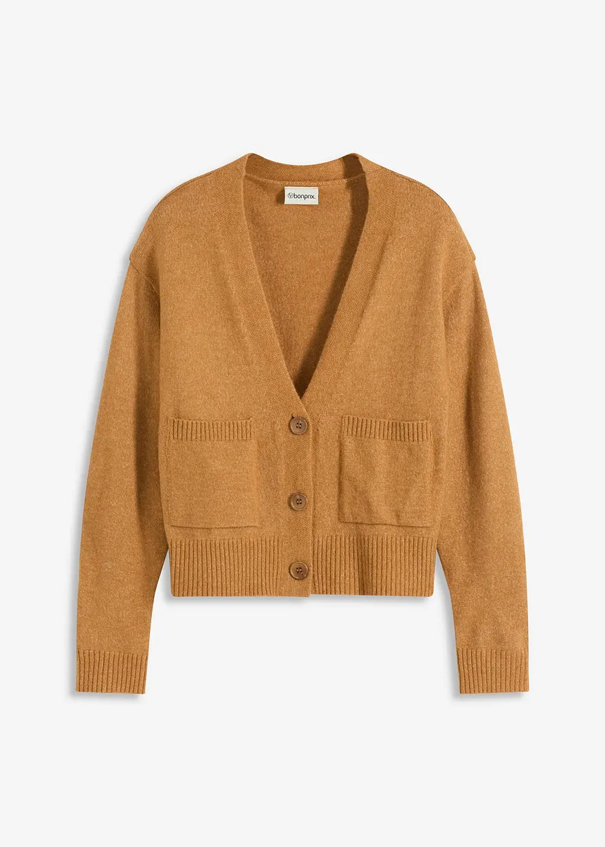 Oversize-Strickjacke in braun von vorne - bonprix