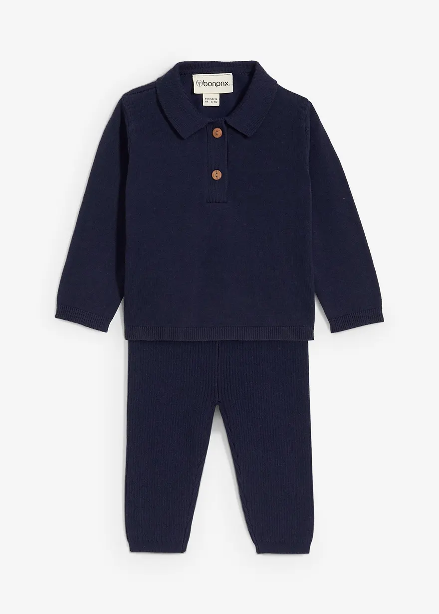 Polopullover und Leggings (2-tlg.Set) in blau von vorne - bonprix