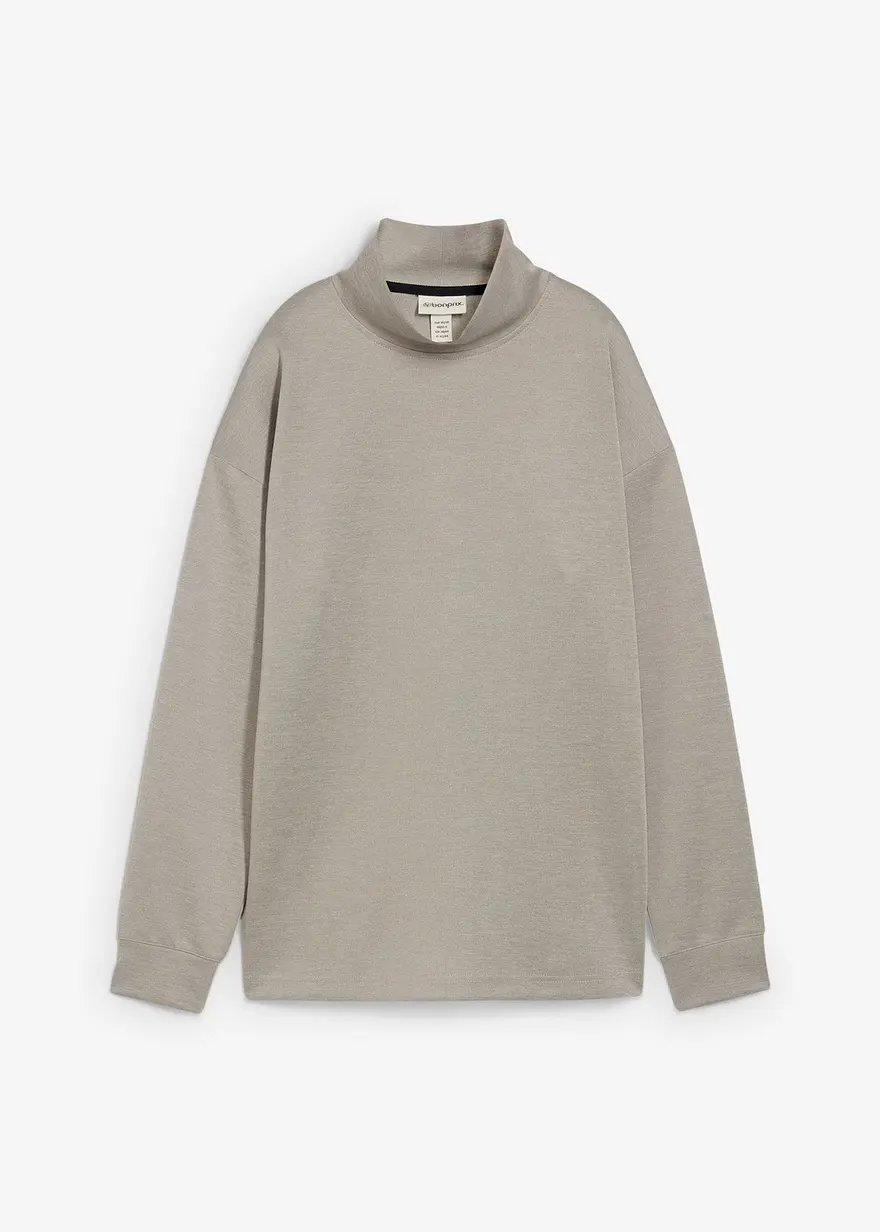 Scuba-Shirt mit Stehkragen in grau von vorne - bonprix