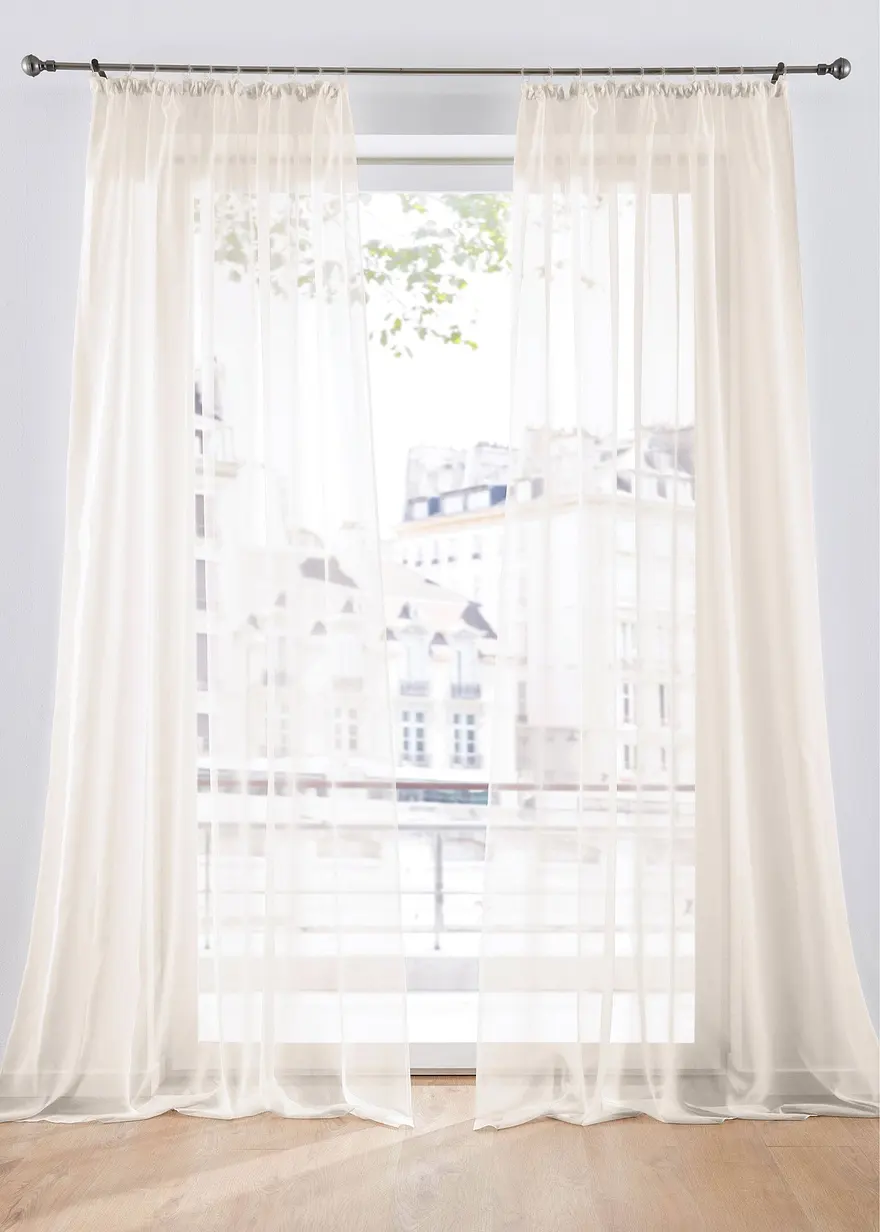 Gardinen aus leichtem Voile (2er Pack) in beige - bonprix