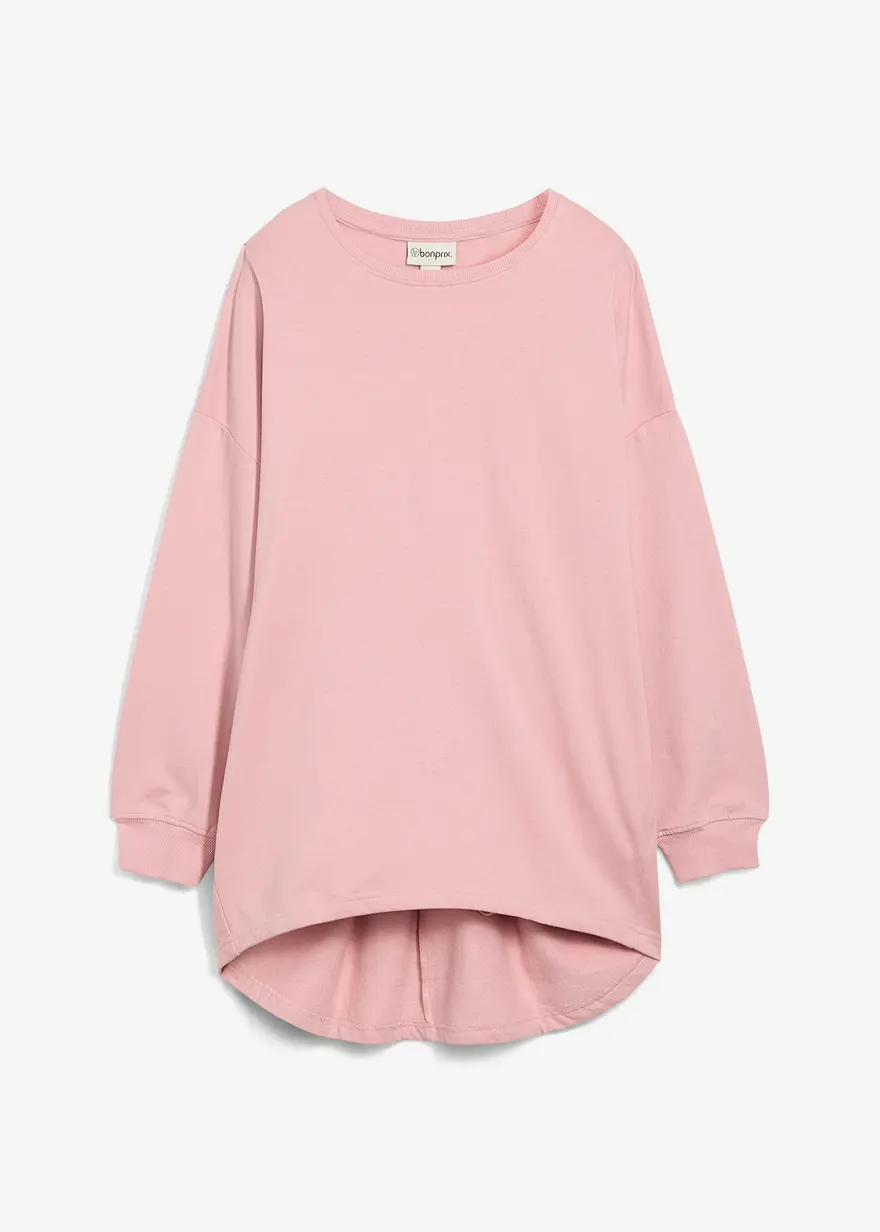 Oversize-Sweatshirt aus reiner Baumwolle in rosa von vorne - bonprix