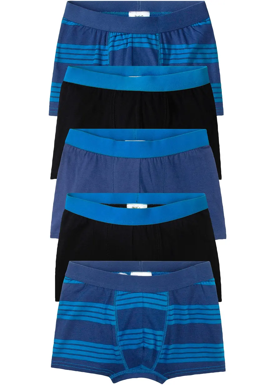 Boxershorts mit weicher Baumwolle (5er Pack) in blau von vorne - bonprix