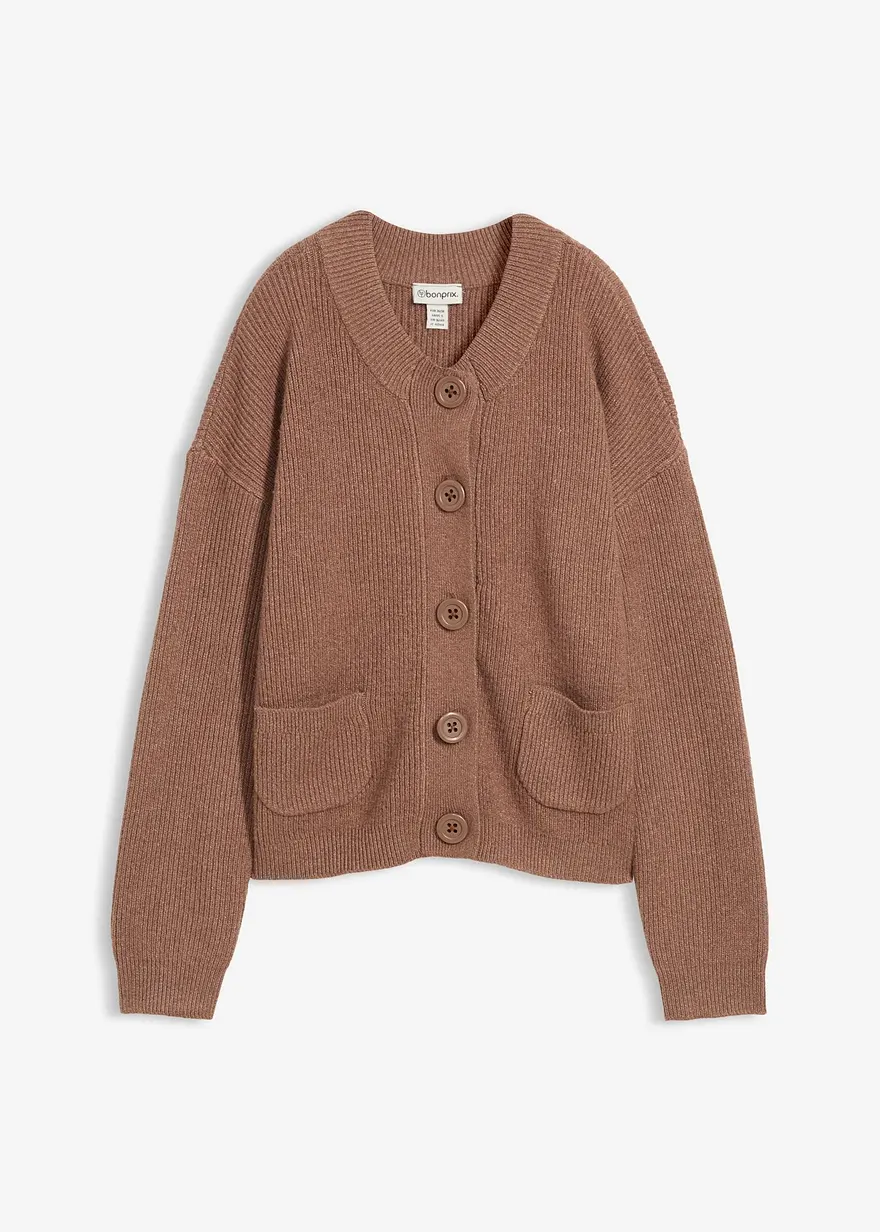 Oversize-Strickjacke in braun von vorne - bonprix