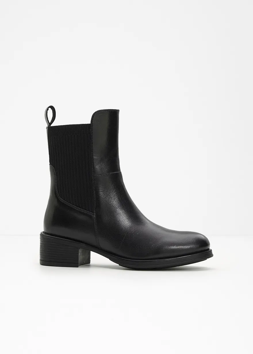 Boots aus Leder in schwarz - bonprix