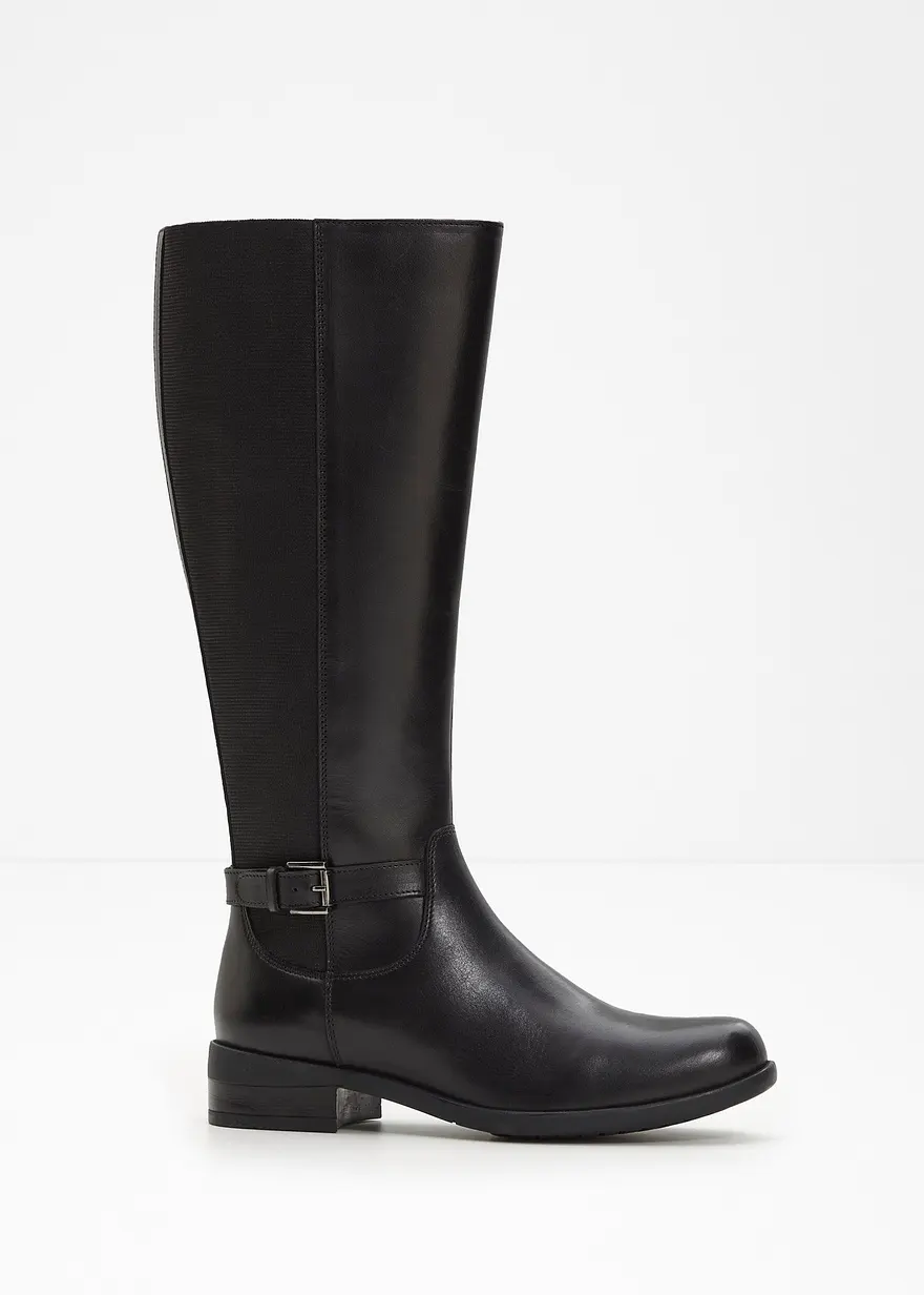 Stiefel aus Leder in schwarz - bonprix