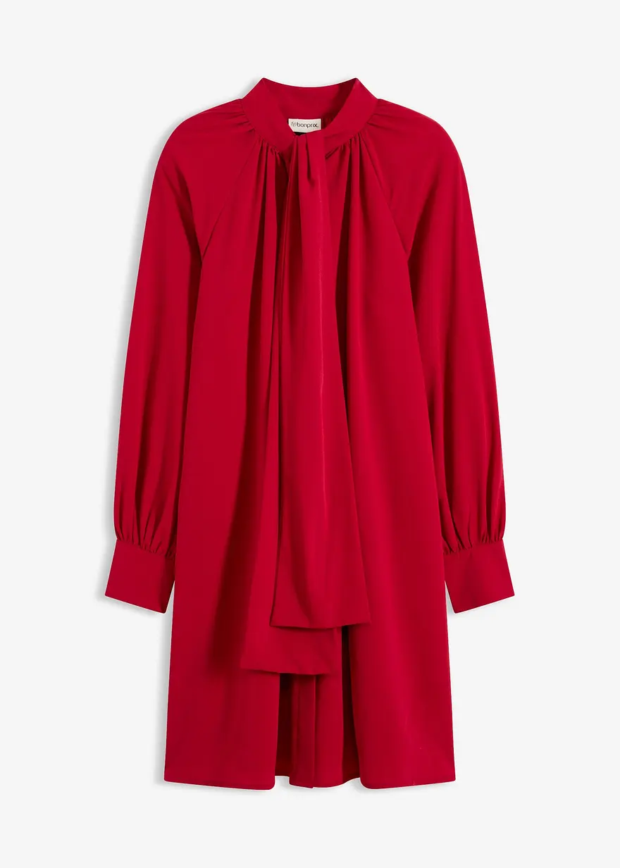 Blusenkleid mit Schluppenkragen in rot von vorne - bonprix