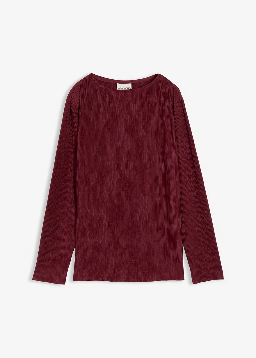 Langarmshirt mit Struktureffekt in rot von vorne - bonprix