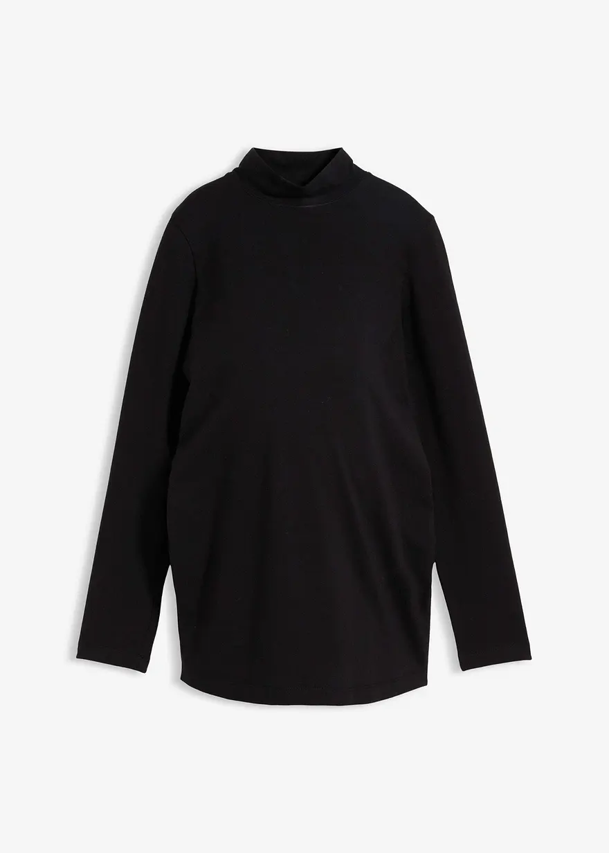 Umstandsshirt aus elastischer Bio-Baumwolle in schwarz von vorne - bonprix