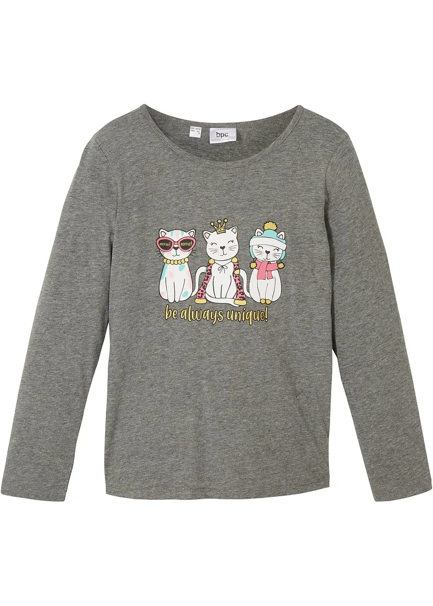 Langarmshirt aus Viskose-Mix in grau von vorne - bonprix