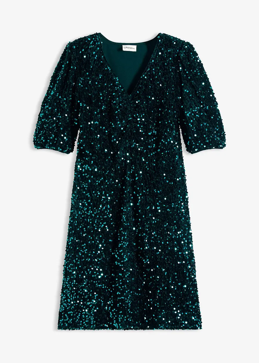 Paillettenkleid in grün von vorne - bonprix