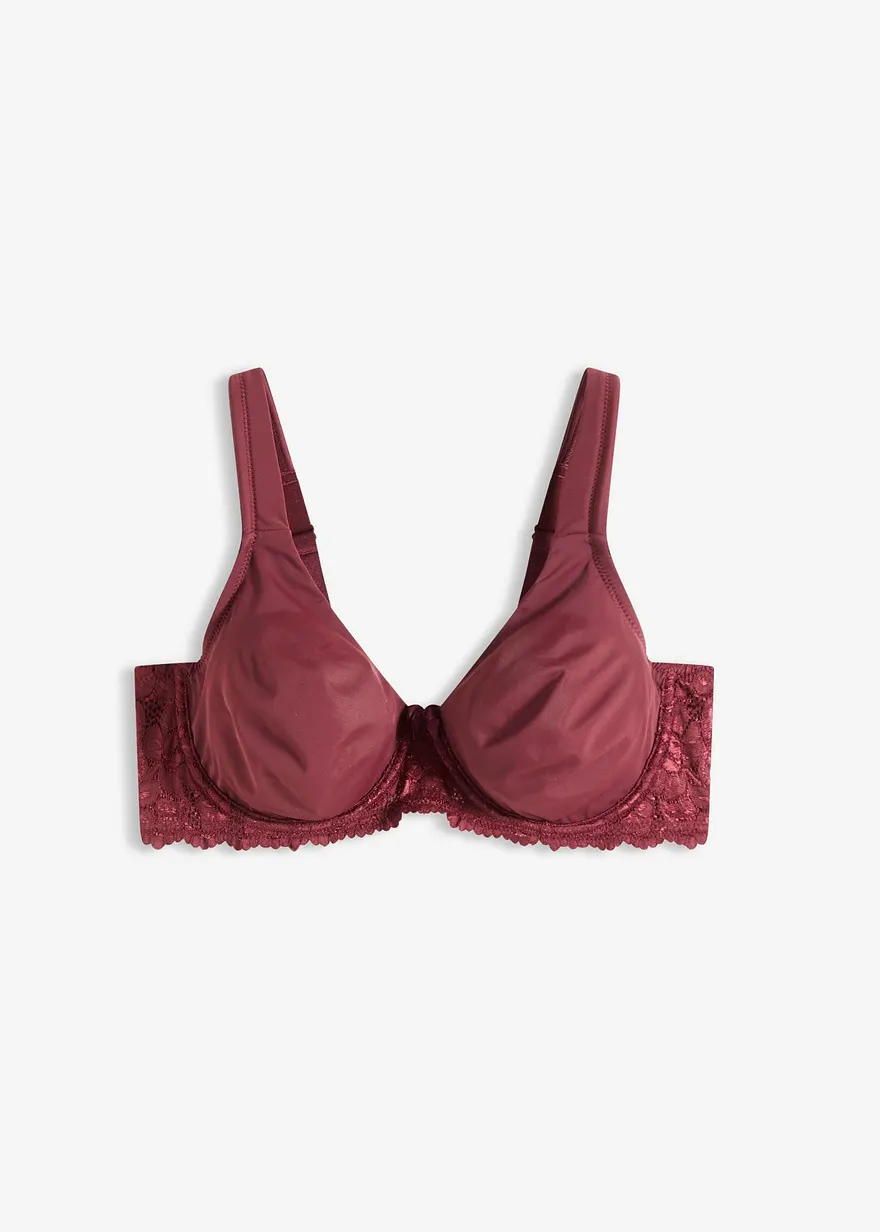 T-Shirt-BH mit gepolsterten Trägern in rot von vorne - bonprix