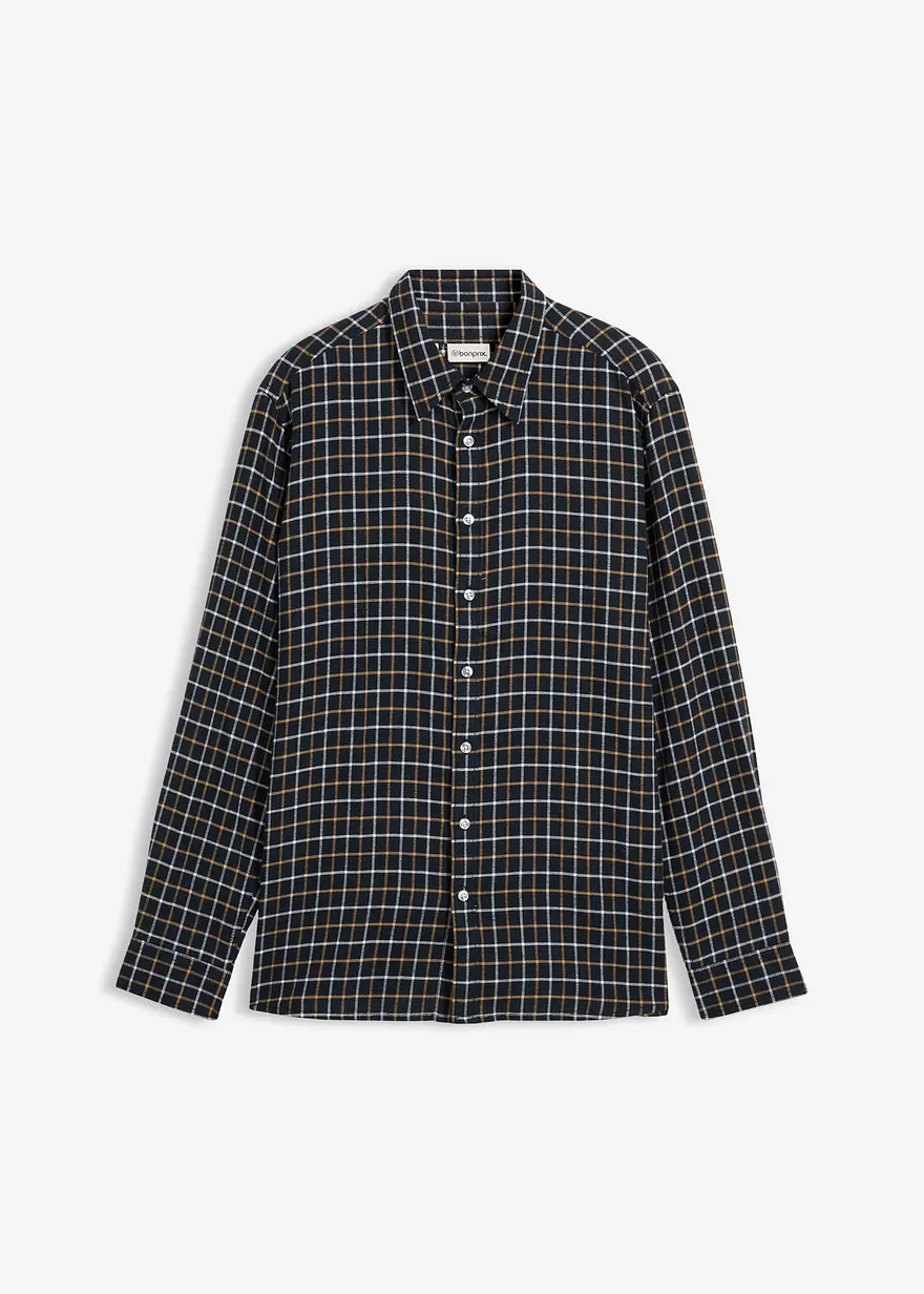 Flanell-Hemd in grau von vorne - bonprix