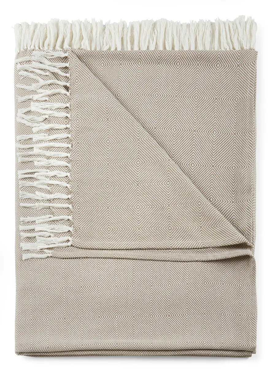 Überwurf mit Fransen in beige von vorne - bonprix