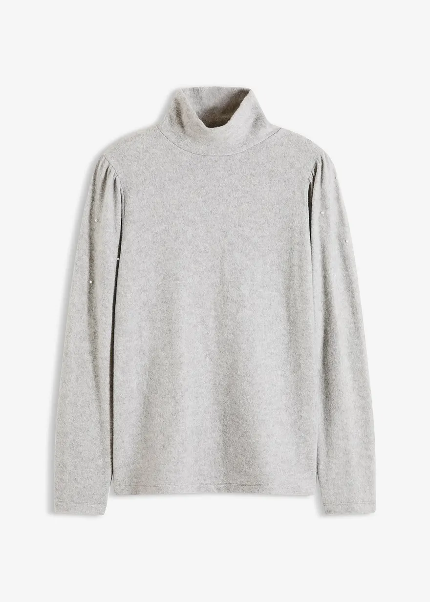 Fleeceshirt aus fließendem Viskose-Mix in grau von vorne - bonprix