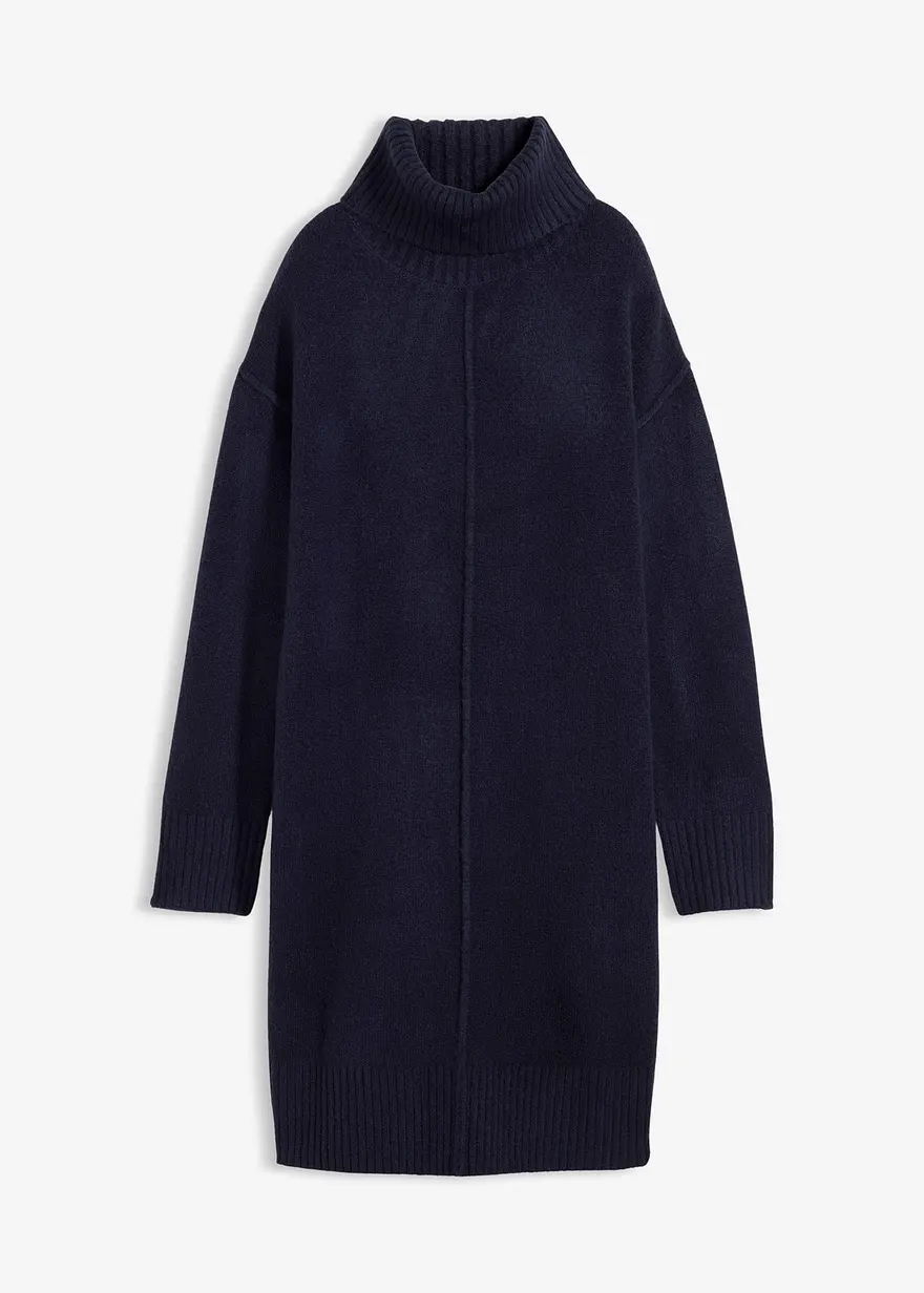Strickkleid mit Ziernaht in blau von vorne - bonprix