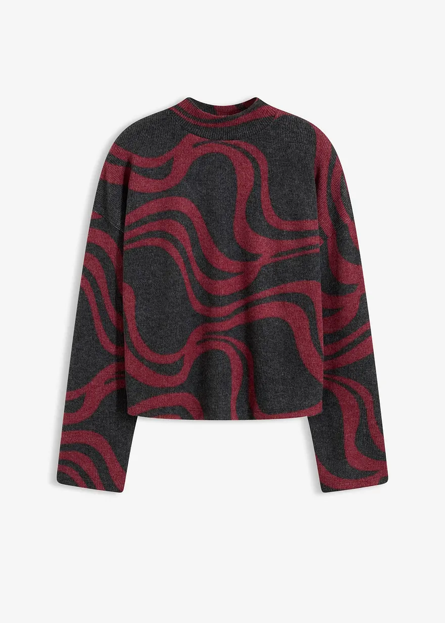 Kuschel-Rippshirt in rot von vorne - bonprix