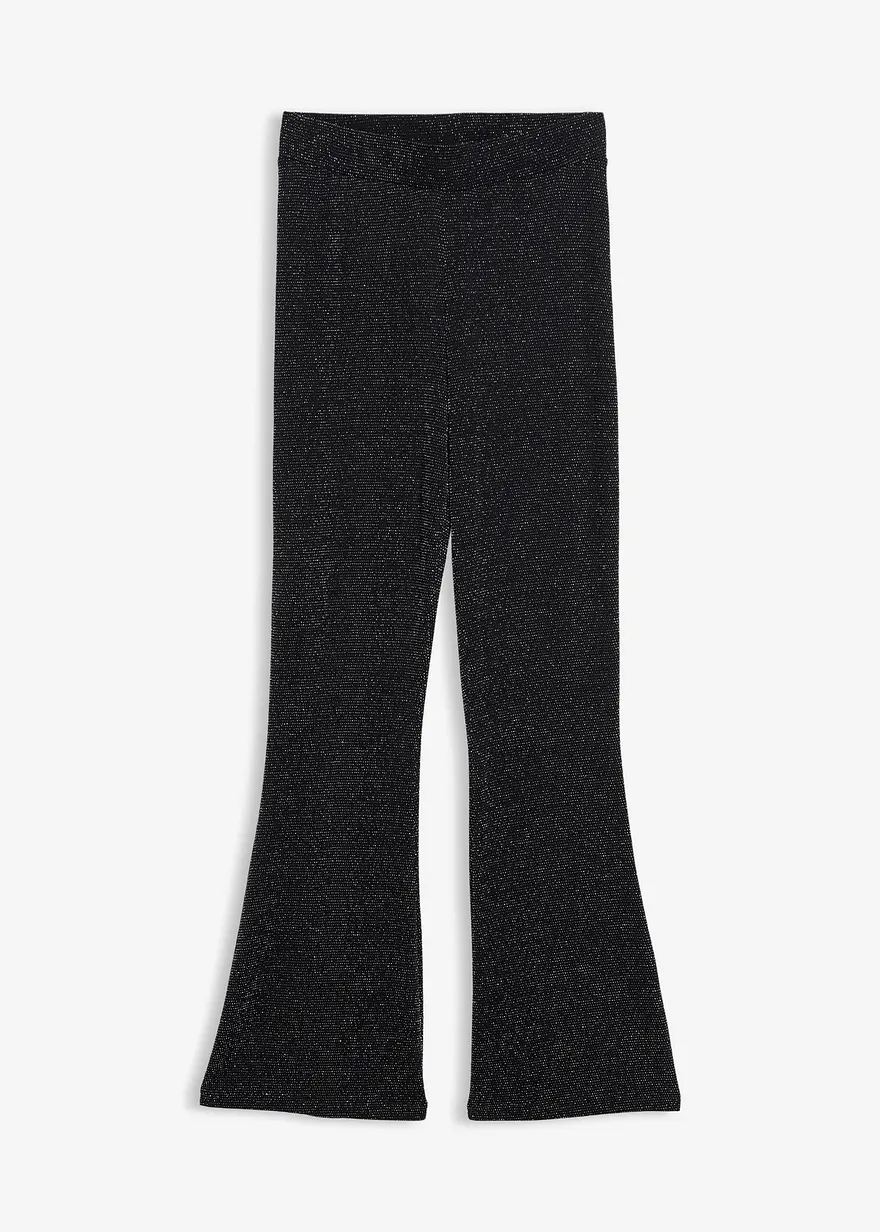 Ausgestellte Leggings mit Glitzer in schwarz von vorne - bonprix