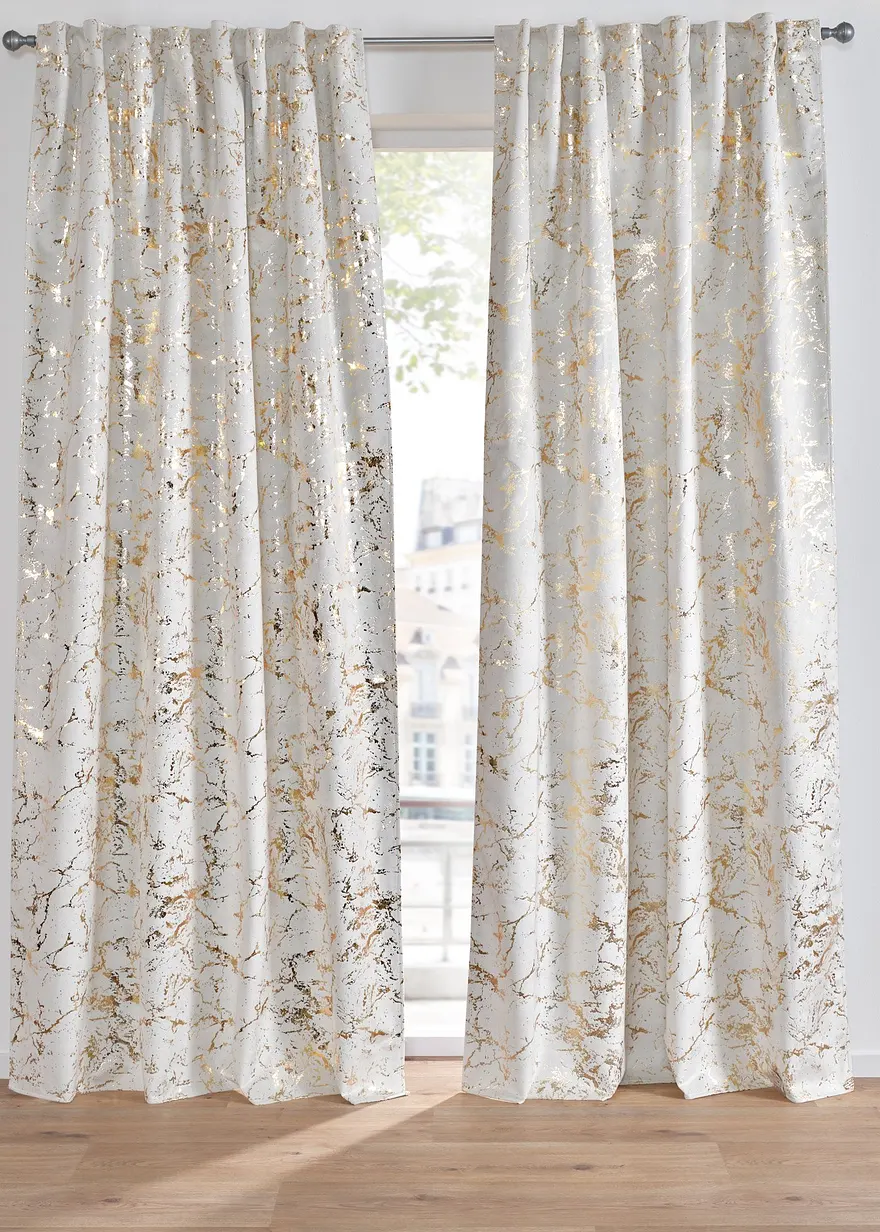 Verdunkelungsvorhang mit samtiger Oberfläche und Glanz (1er Pack) in beige - bonprix