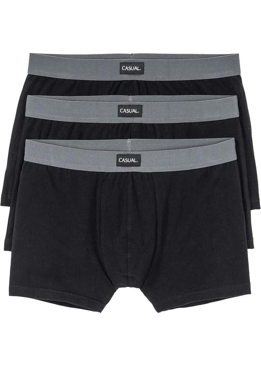 Boxershorts eng mit Baumwolle (3er Pack) in schwarz von vorne - bonprix