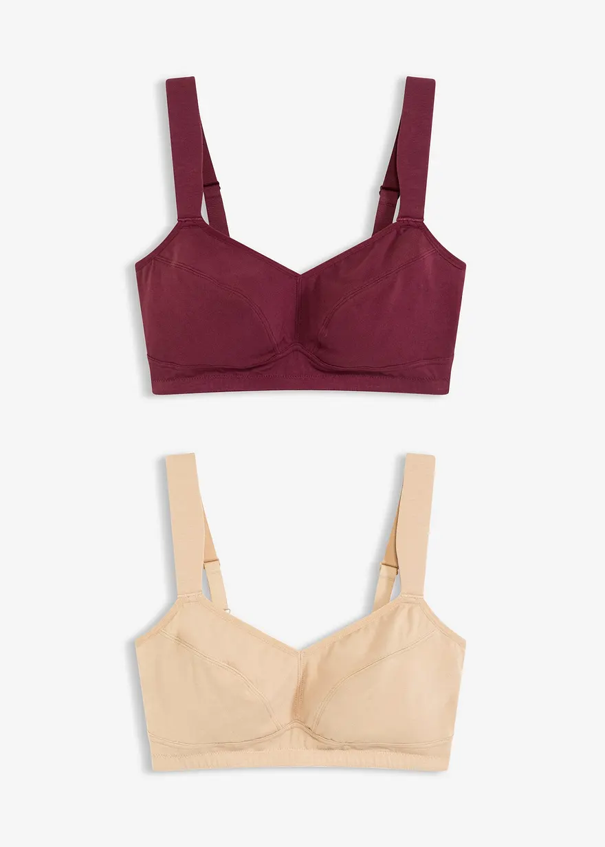 BH ohne Bügel mit Bio-Baumwolle (2er Pack) in beige von vorne - bonprix