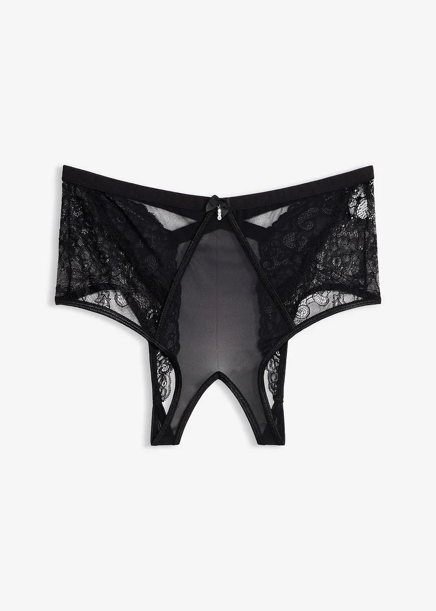 Highwaist Slip  ouvert in schwarz von vorne - bonprix