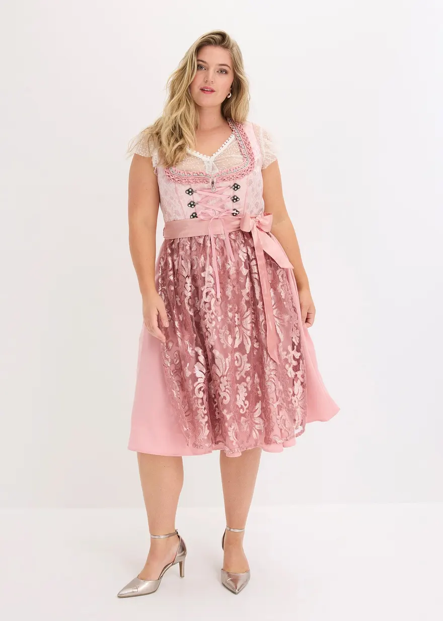 Glänzendes Dirndl mit Pailletten-Schürze und Schnürung (Aschrosa) von Bonprix – €