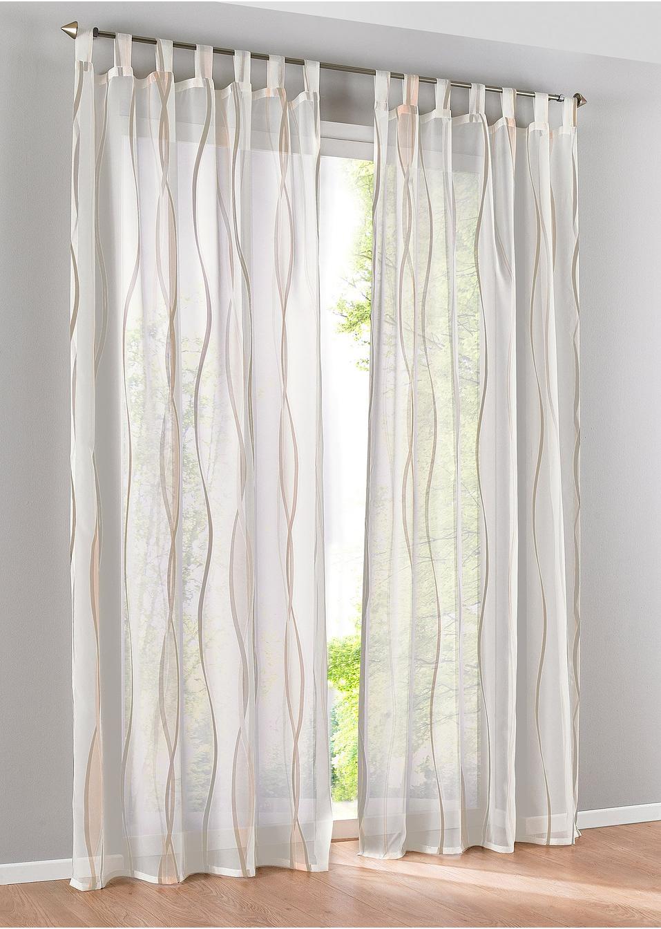 Transparente Gardine in zeitlosem Design. - creme braun, Schlaufen