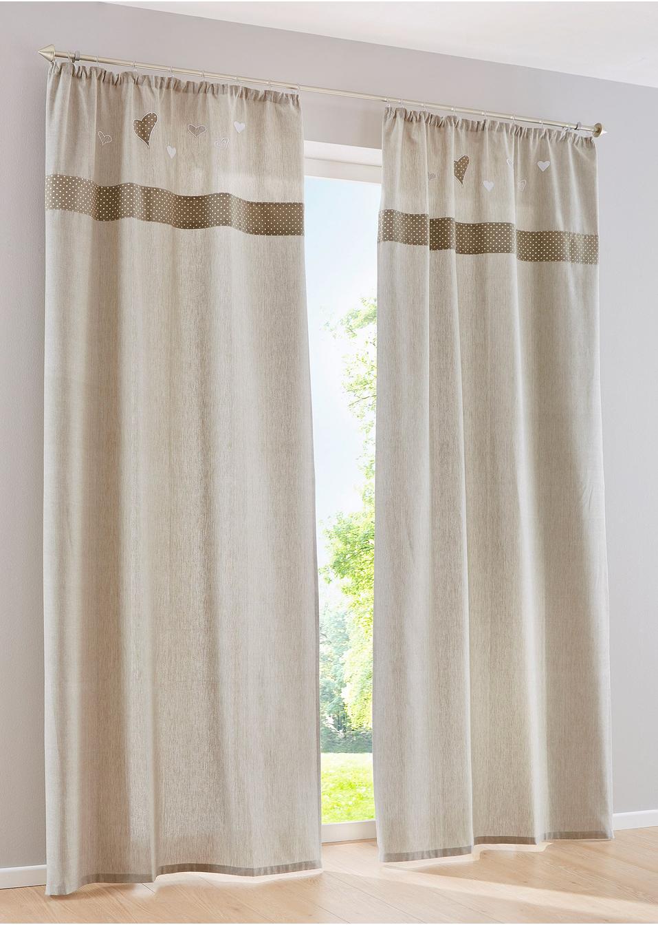 Vorhang im Landhaus-Stil - natur, Kräuselband