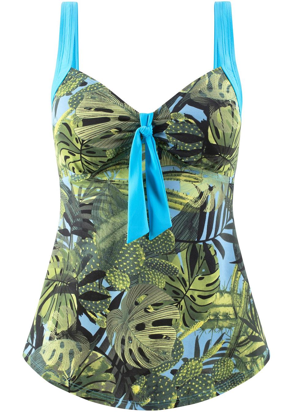 Attraktives Tankini Oberteil mit Softcups grün bedruckt