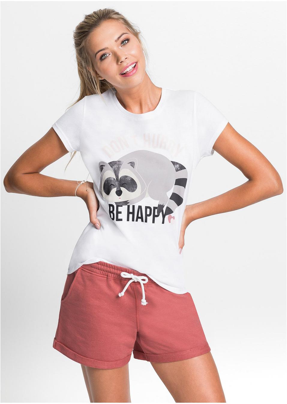 Trendiges T-Shirt mit auffallendem Motiv auf der Vorderseite - weiß ...