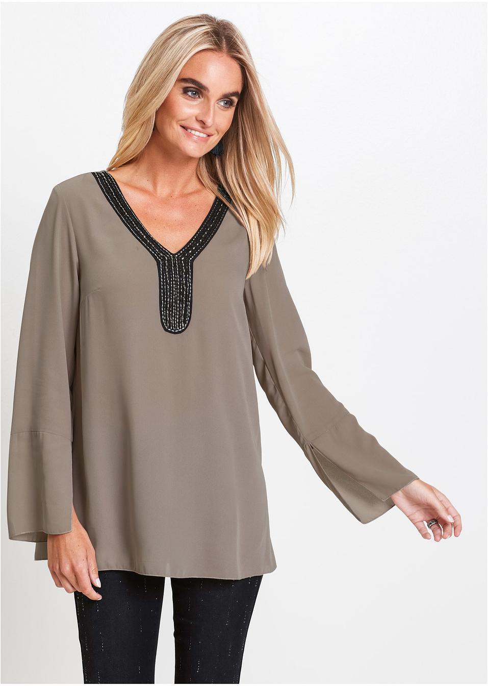 Blusen Tuniken Für Damen SCBFDI Damenbluse – Elegante 3/4-Ärmel