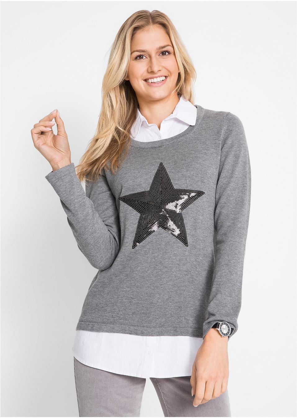 pullover grau meliert damen