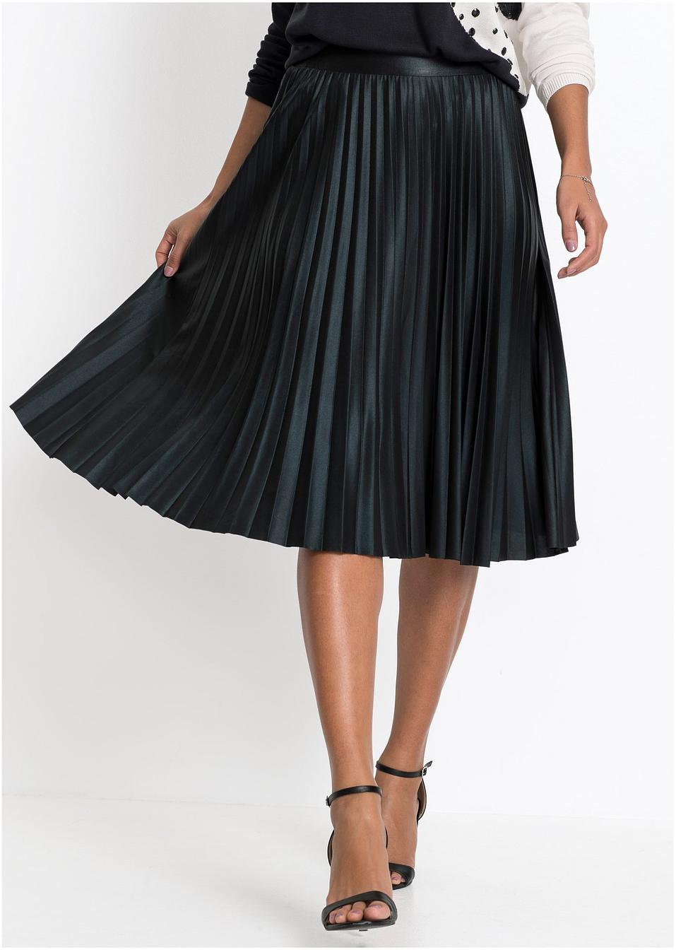 Ausgefallener Rock mit PlisseeFalten schwarz metallic