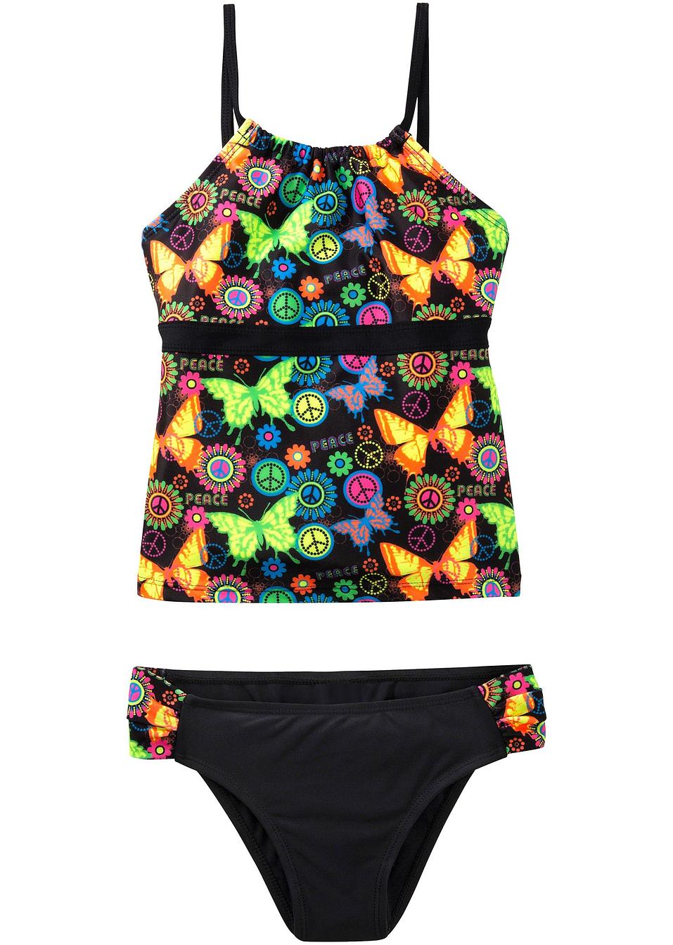Tankini Mädchen (2tlg. Set) schwarz bedruckt bpc bonprix collection