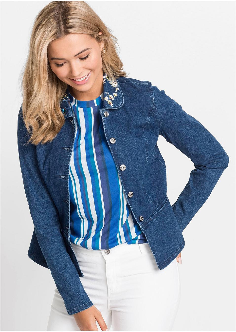 bestickte jeansjacke damen