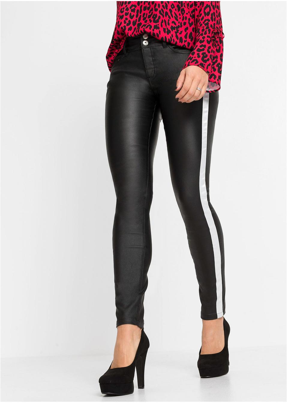 Lederimitat-Hose mit seitlichem Streifen schwarz - Damen - bonprix.de