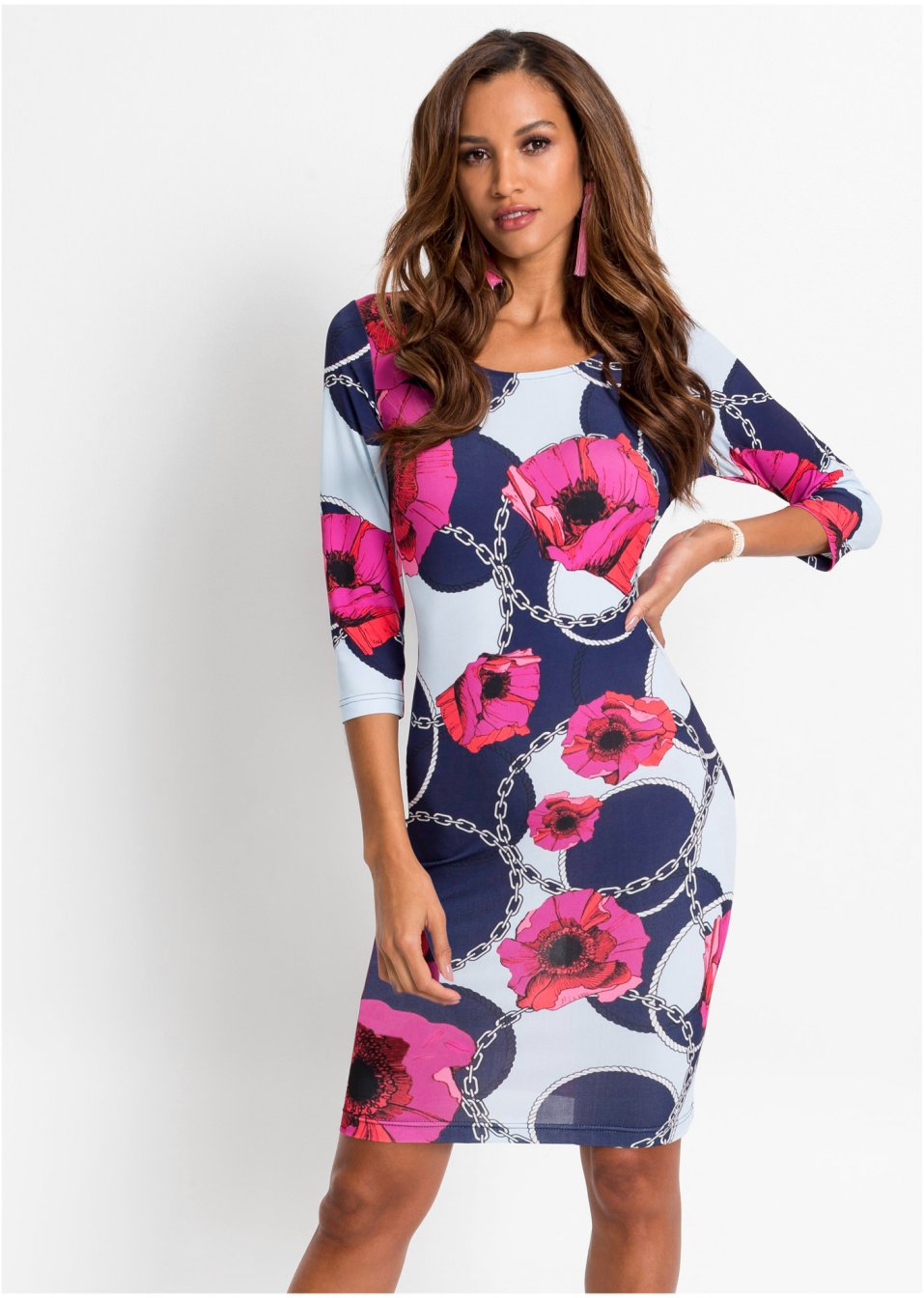 Kleid mit Print blau/pink geblümt - BODYFLIRT boutique ...