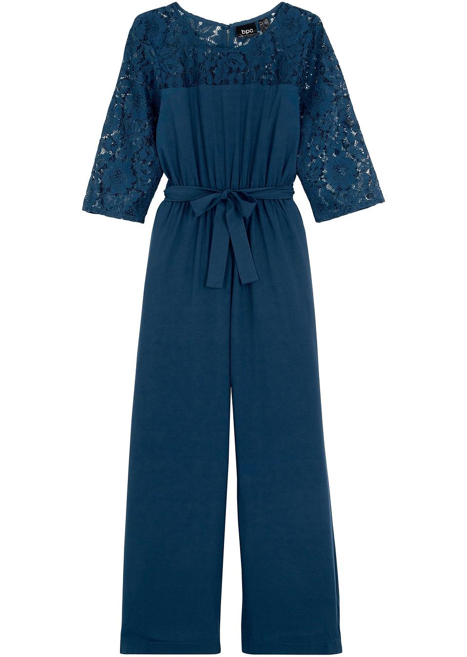 Mädchen Jumpsuit mit Spitze dunkelblau Kinder bonprix.de