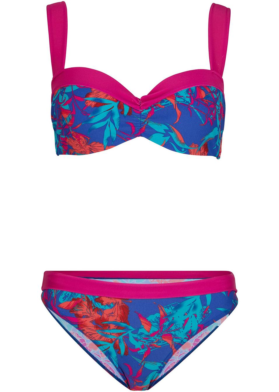 Sehr attraktiver Bügel Bikini mit extra breiten und gepolsterten Trägern - blau/fuchsia bedruckt Cup E GUVkj yN8ZX Sehr attraktiver Bügel Bikini mit extra breiten und gepolsterten Trägern - blau/fuchsia bedruckt Cup E GUVkj yN8ZX