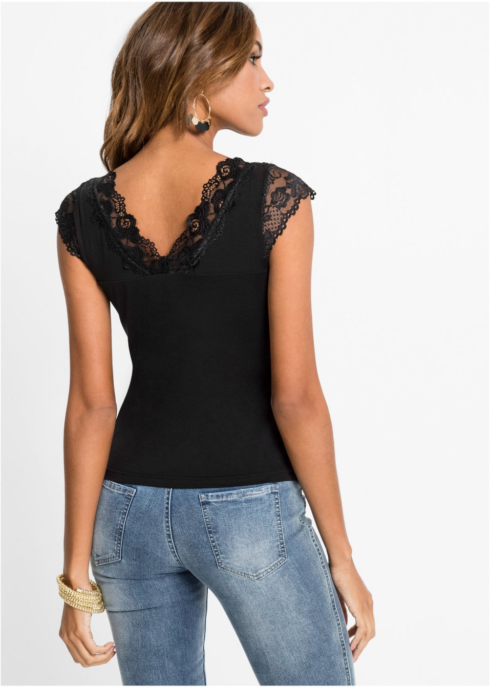 Spitzen-Shirt schwarz - Damen - BODYFLIRT boutique - bonprix.de