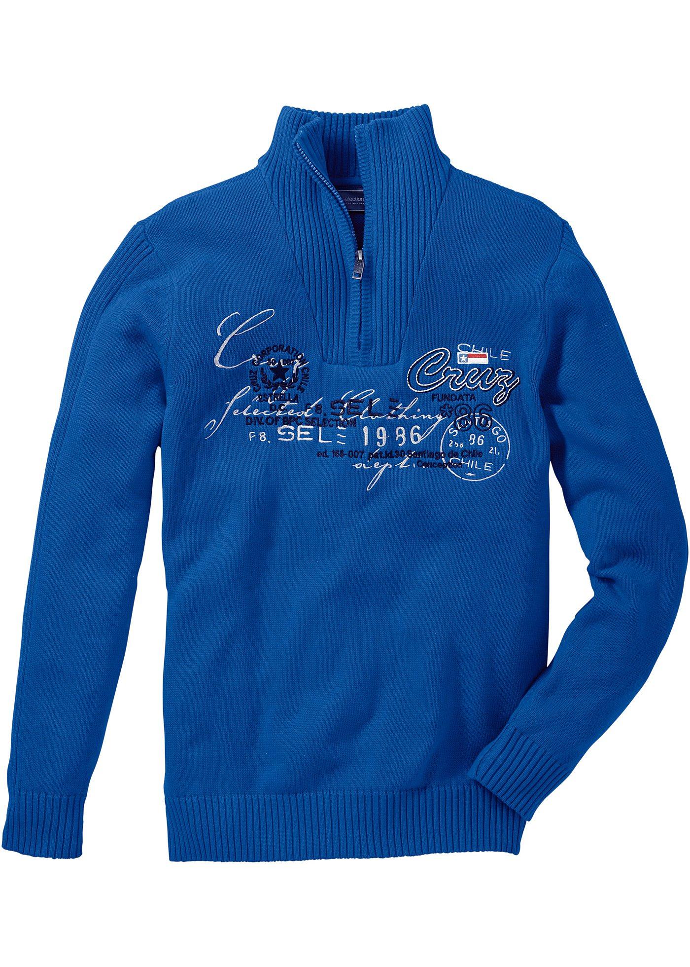 Troyer-Pullover langarm  in blau für Herren von bonprix