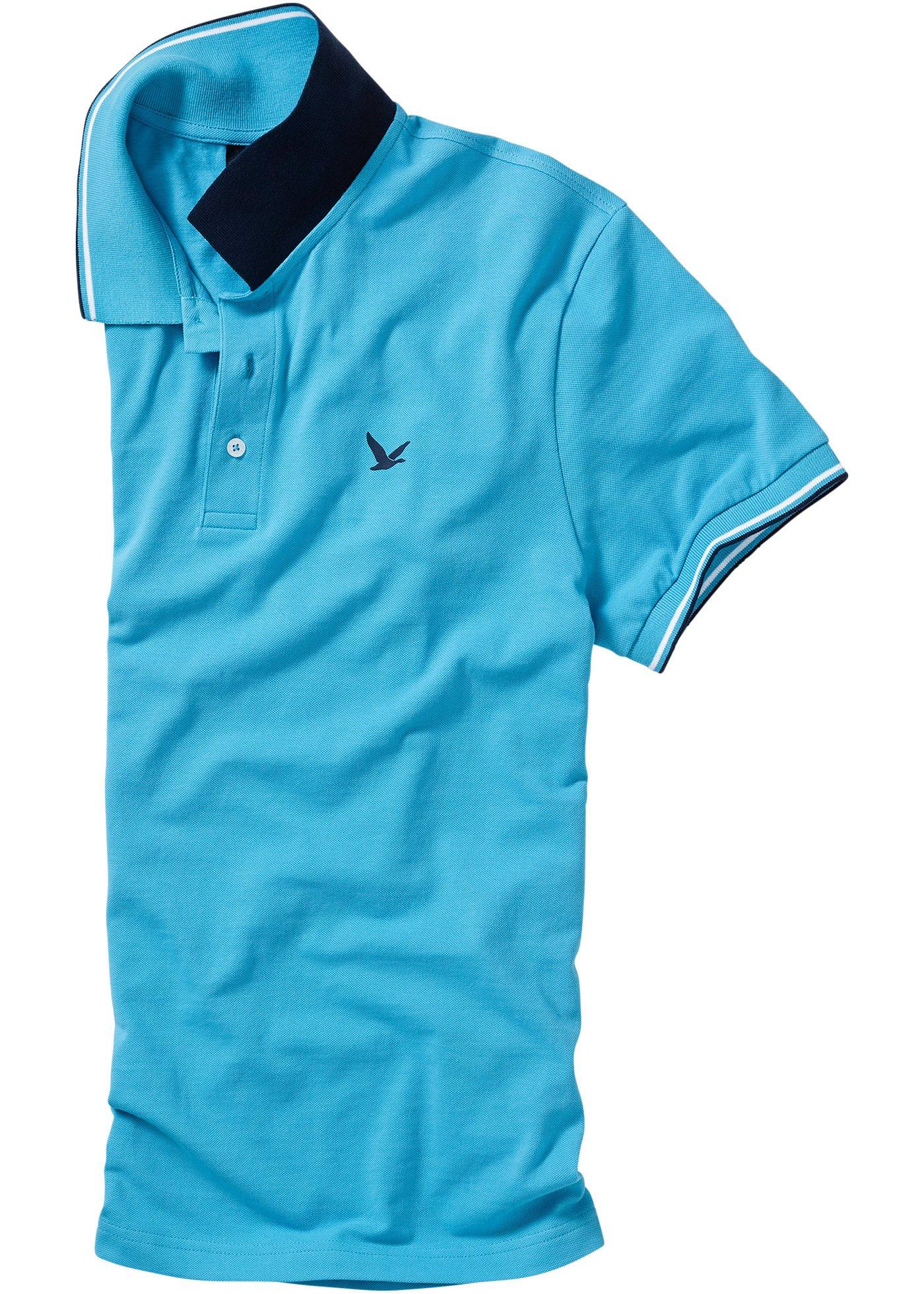 Pique-Poloshirt kurzer Arm  in blau für Herren von bonprix