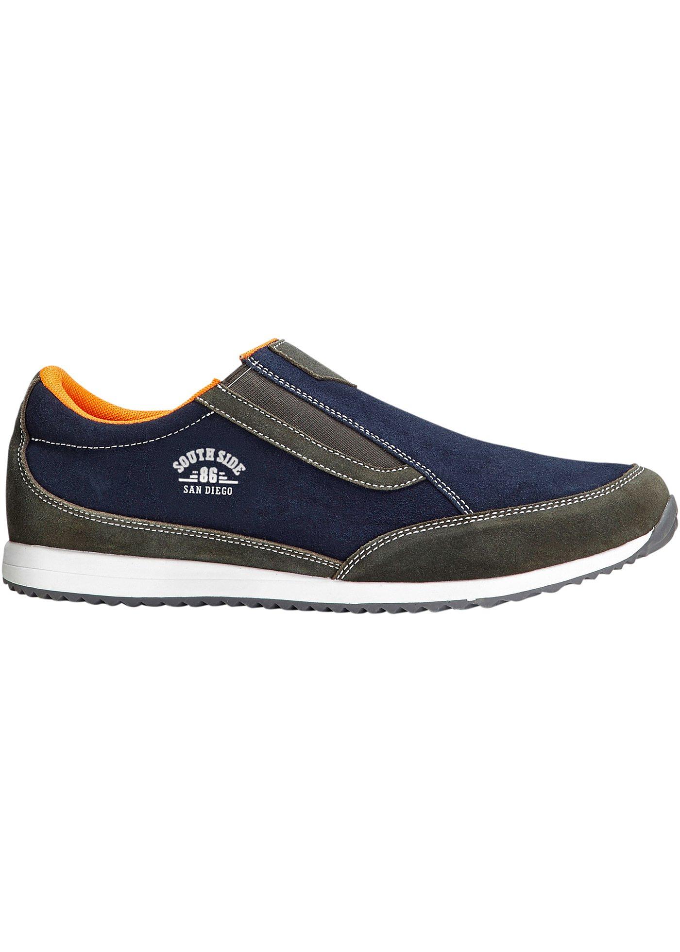 Slipper aus Leder mit 0 cm Flach in blau von bonprix