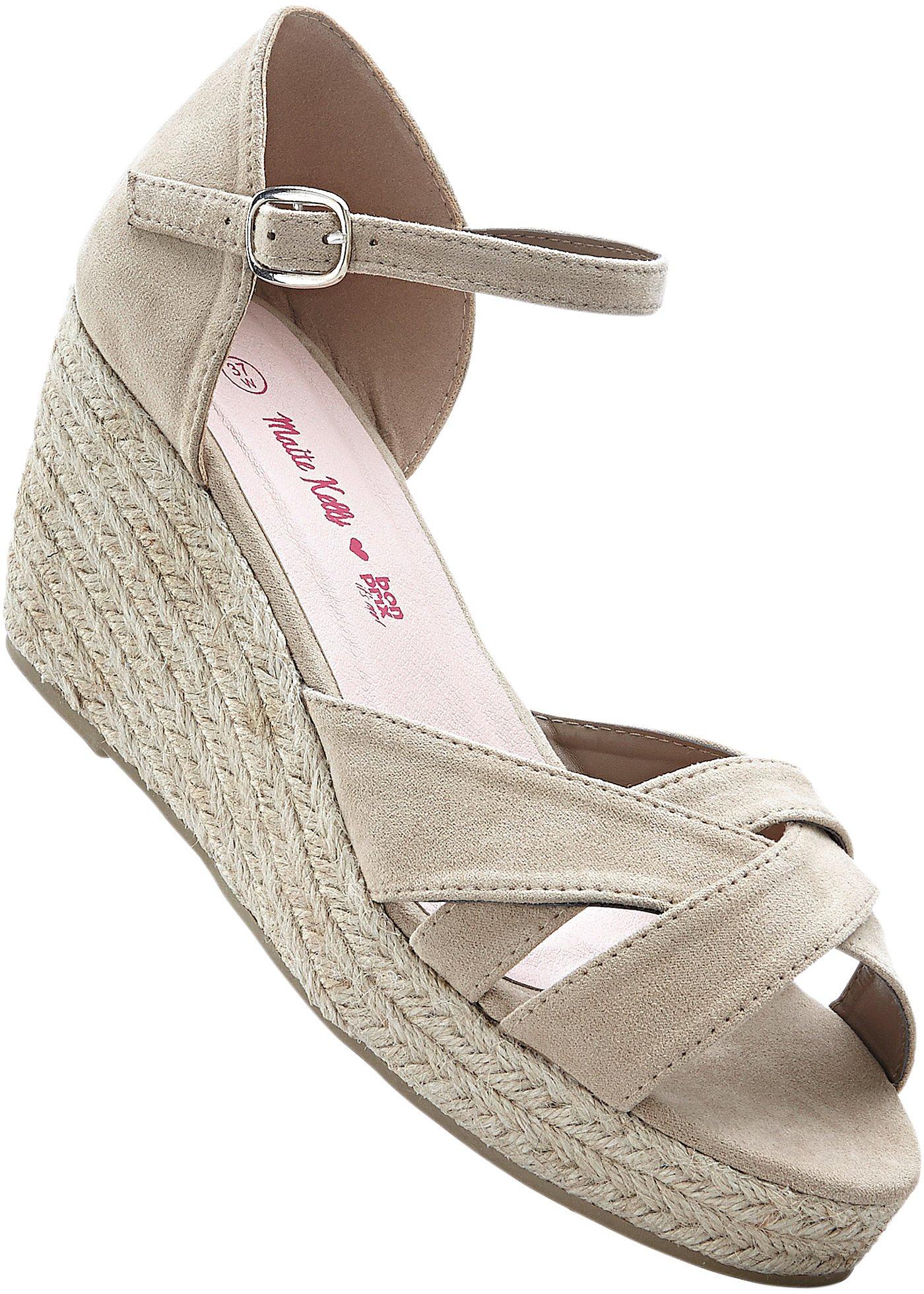 Keilsandalette - designt von Maite Kelly mit 7 cm Keilabsatz in beige von bonprix