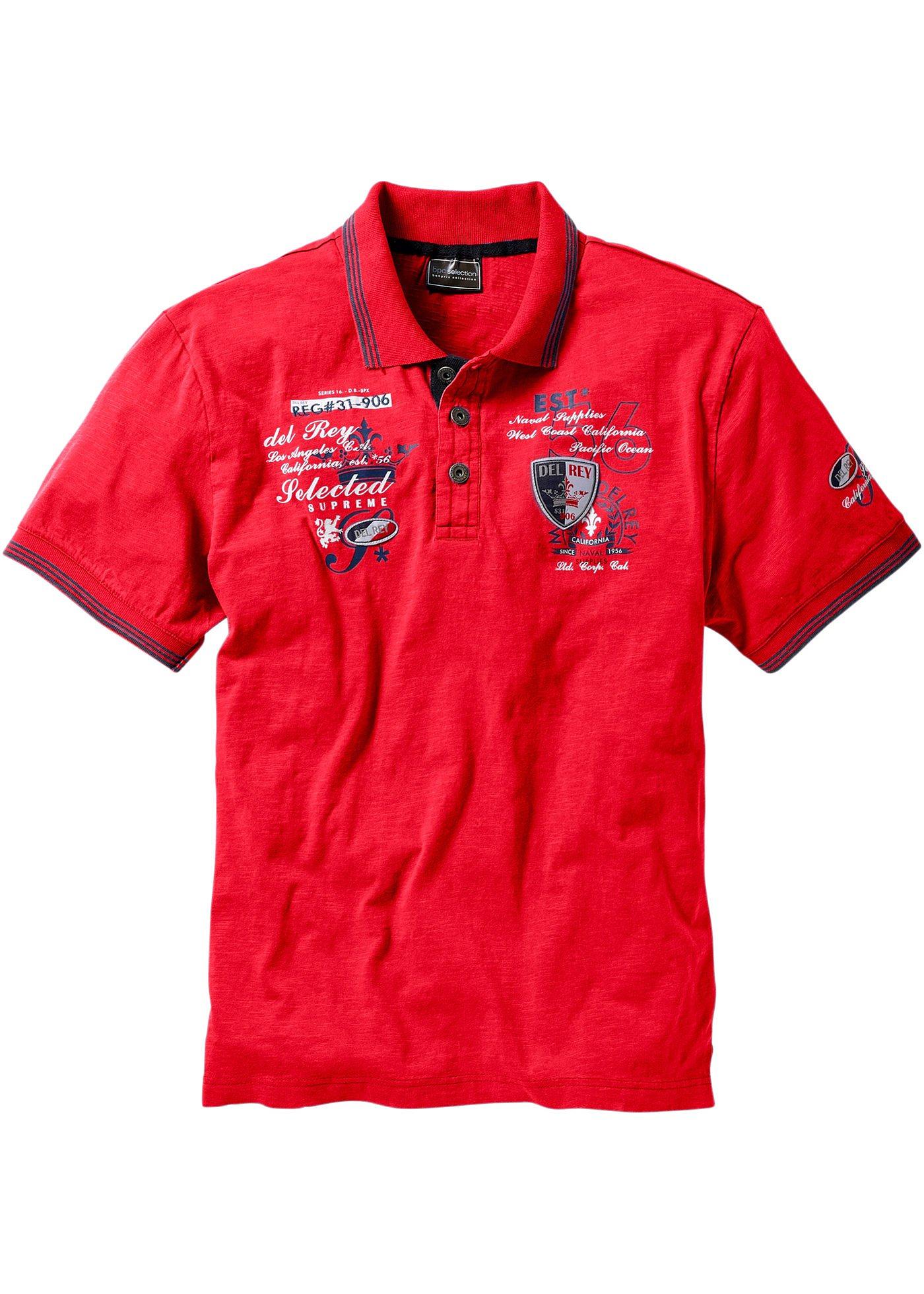 Poloshirt mit aufwendiger Verzierung kurzer Arm  in rot für Herren von bonprix