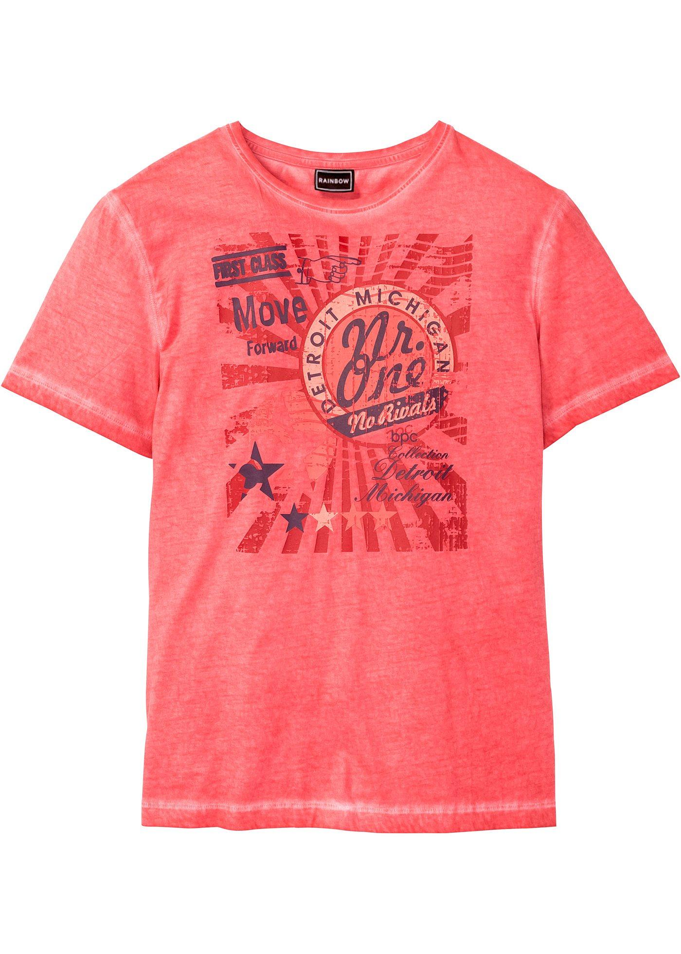 T-Shirt mit Druck kurzer Arm  in rot für Herren von bonprix